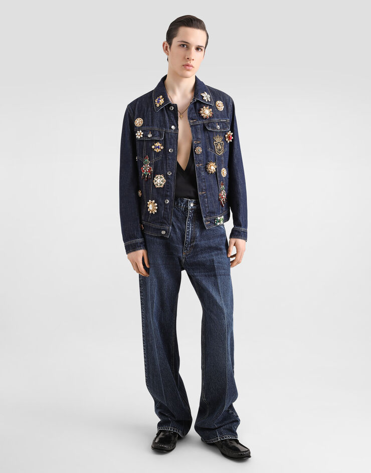 Dolce & Gabbana Cotton denim jacket with bejeweled detailing Multicolor G9BKPZG8MF8