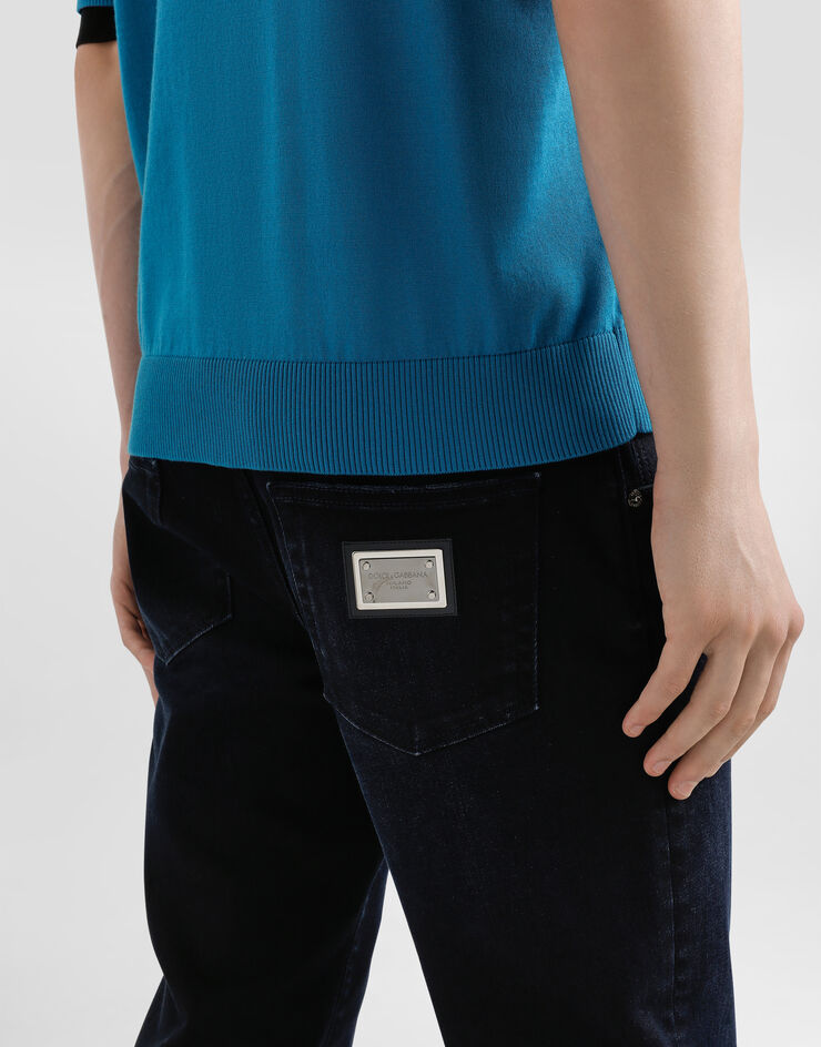 Dolce & Gabbana Vaqueros skinny de algodón elástico con placa Multicolor GY07LDG8MF2