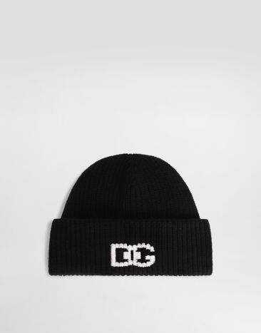 Dolce & Gabbana English rib knit hat with logo Multicolor GX65KTJGMM4