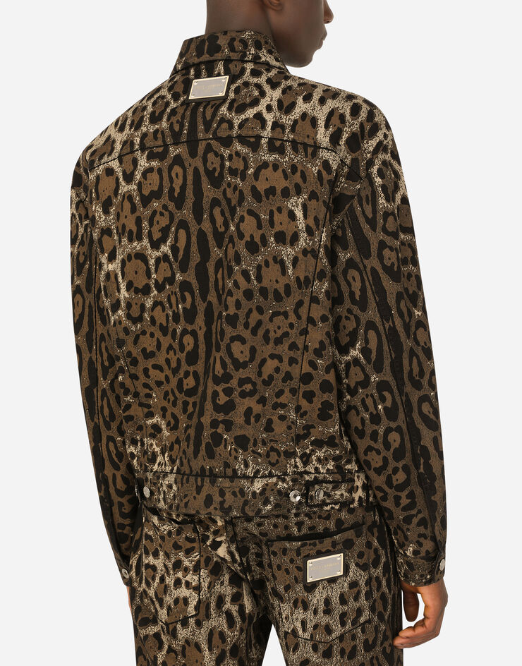 Dolce & Gabbana Blouson en denim à imprimé léopard Multicolore G9UW6DG8EI1