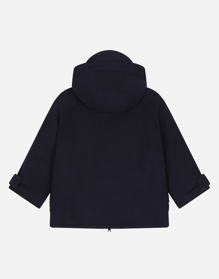 DolceGabbanaSpa Parka en drap avec empiècements en fourrure synthétique et plaquette à logo Multicolore L42C23G7JU3