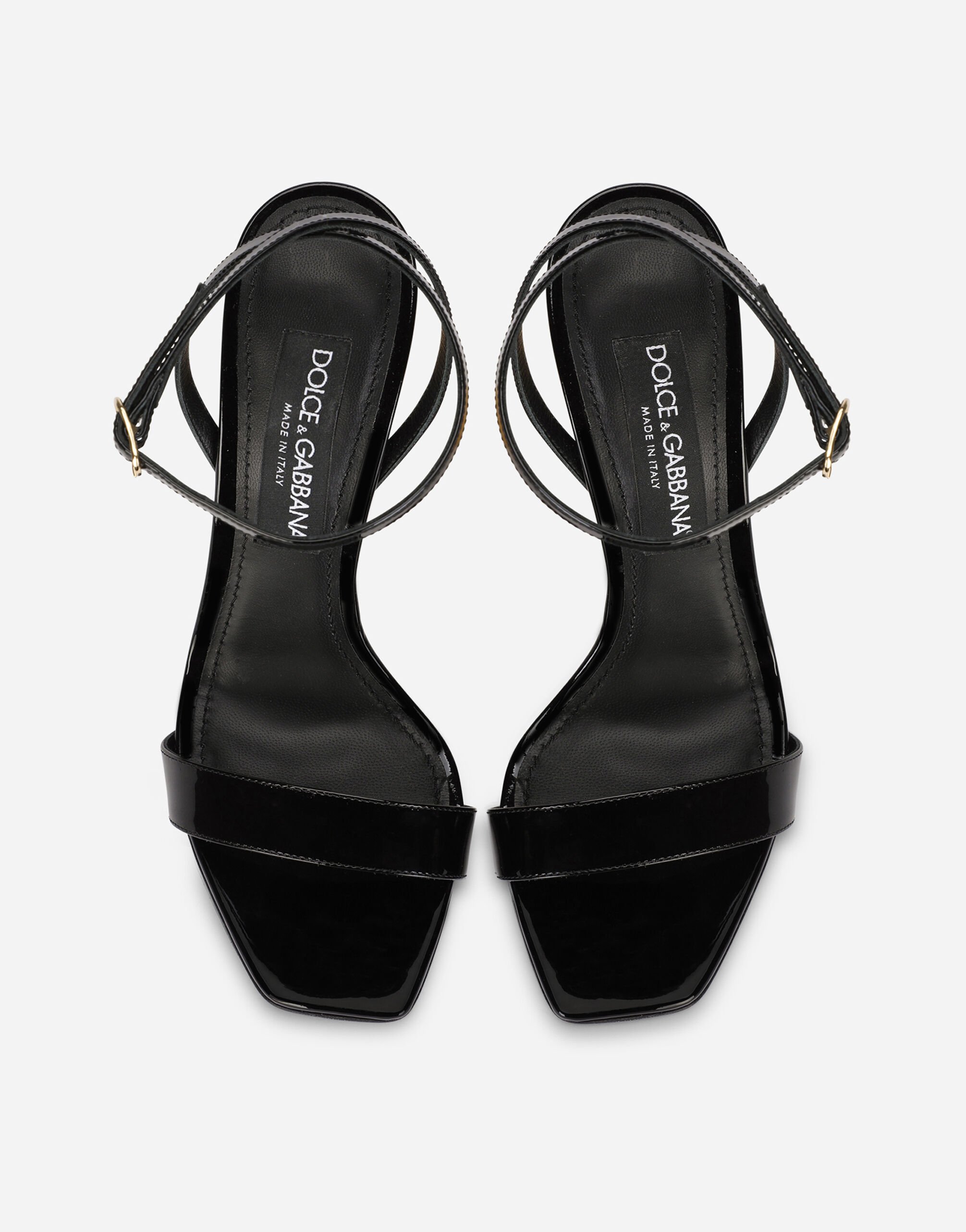 Patent leather sandals with 3.5 heel in Black for Dolce Gabbana US