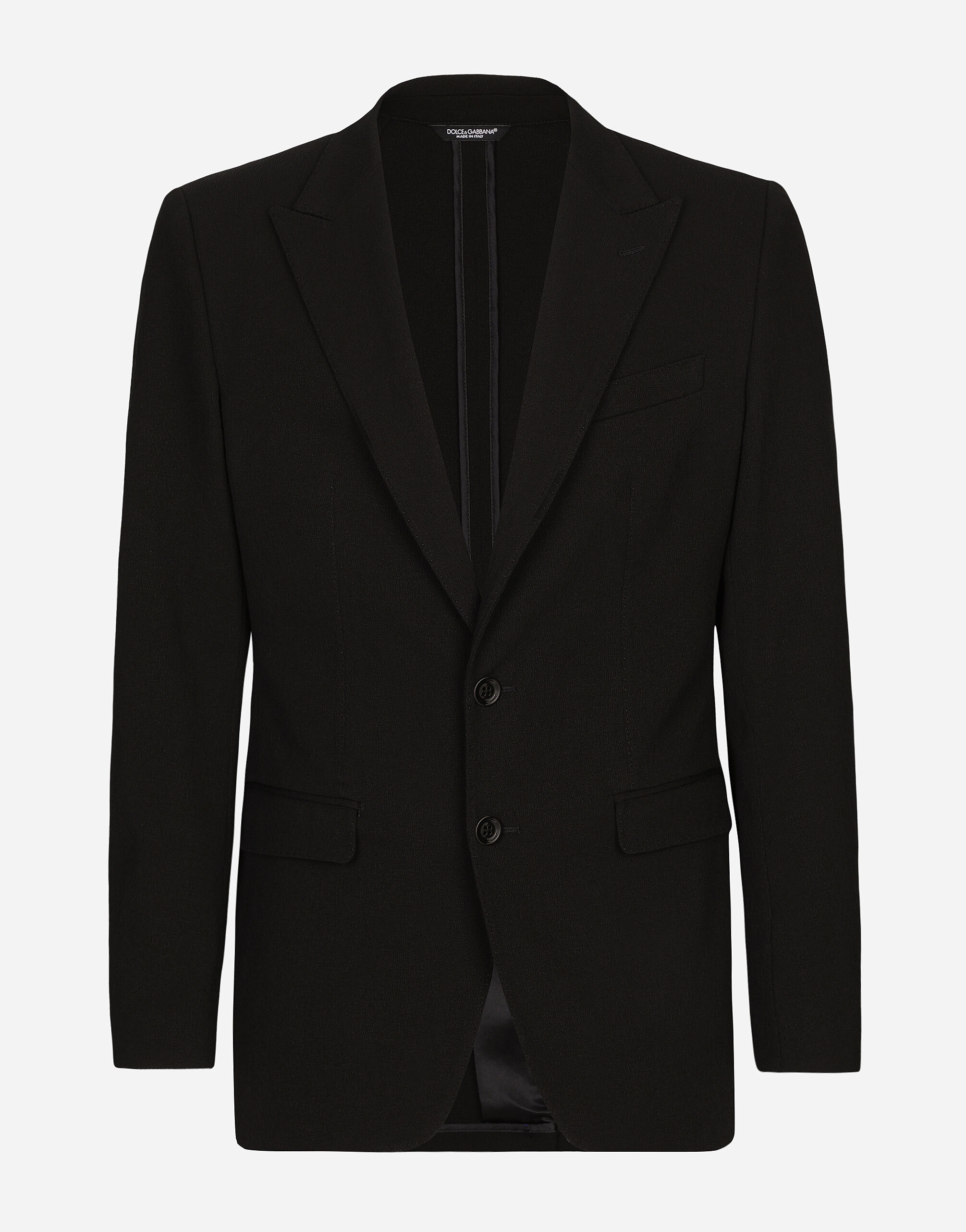 Single breasted stretch cotton Taormina fit jacket in Black for Men Dolce Gabbana