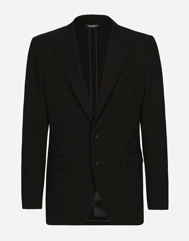 Dolce & Gabbana Однобортный пиджак Taormina из эластичного хлопка черный G2NW0TFU9AT