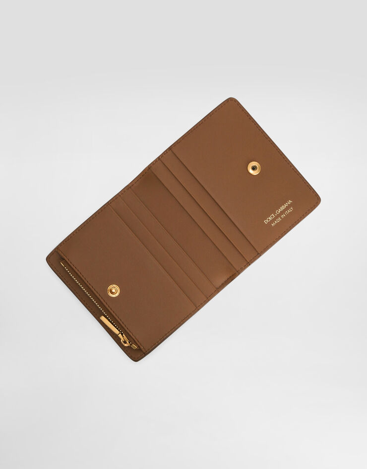 Dolce & Gabbana Calfskin wallet with DG logo Brown BI3339AK274