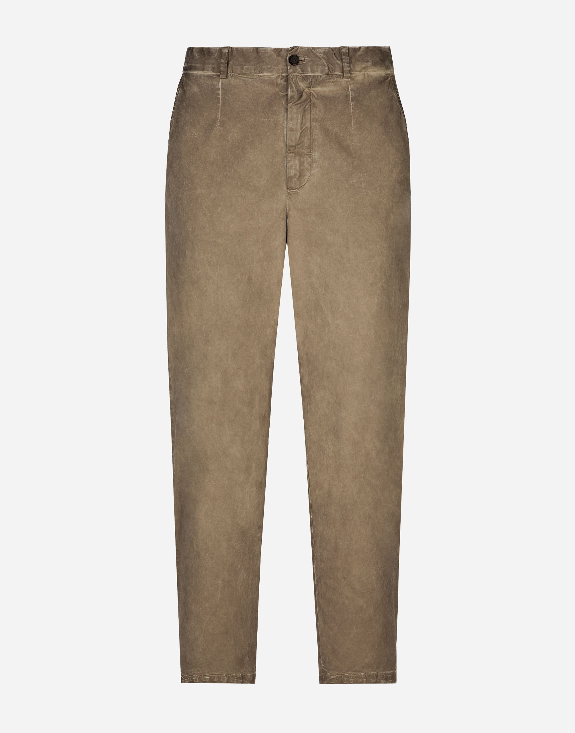 Garment dyed cotton pants in Beige for Men Dolce Gabbana