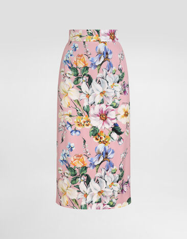 Dolce & Gabbana Floral-print charmeuse calf-length skirt Print F4BBOTIS1Y7