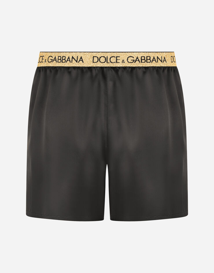 Dolce & Gabbana Shorts Seidensatin mit Schlafmaske Schwarz M1A04TFUAD8