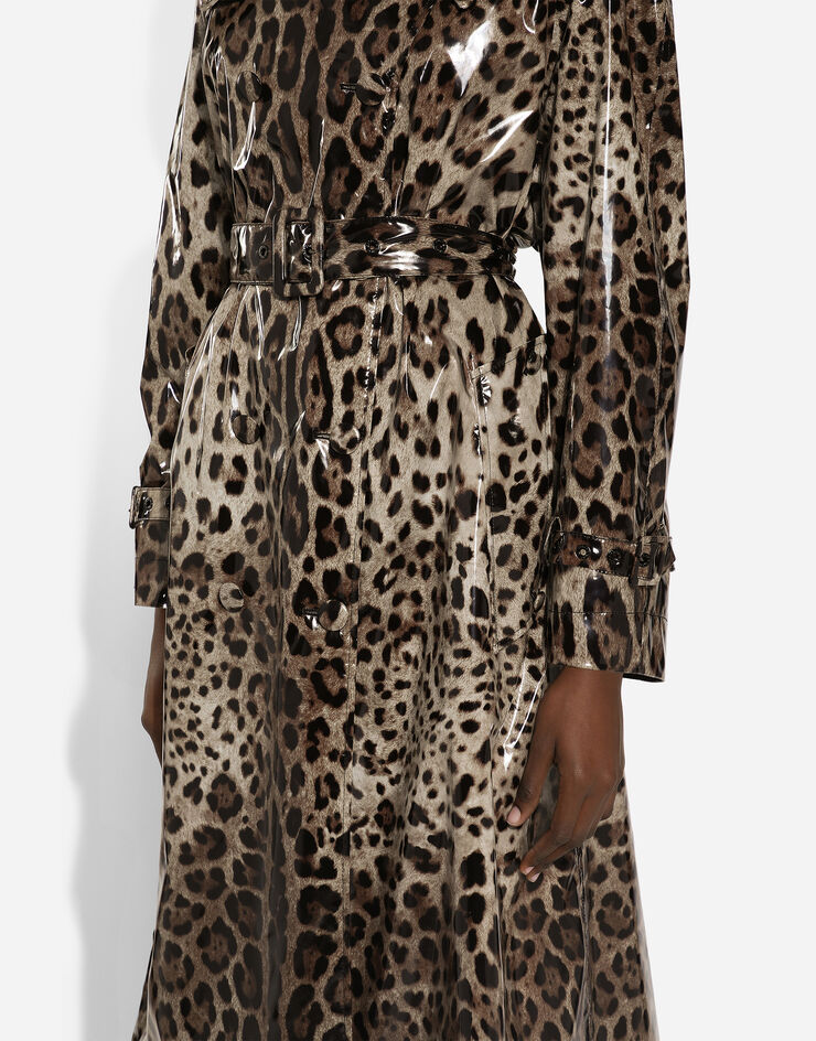 Dolce & Gabbana Leopard-print coated satin trench coat Print F0D1NTFSRNH