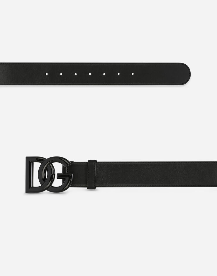 Leather DG logo belt in Black | Dolce&Gabbana®