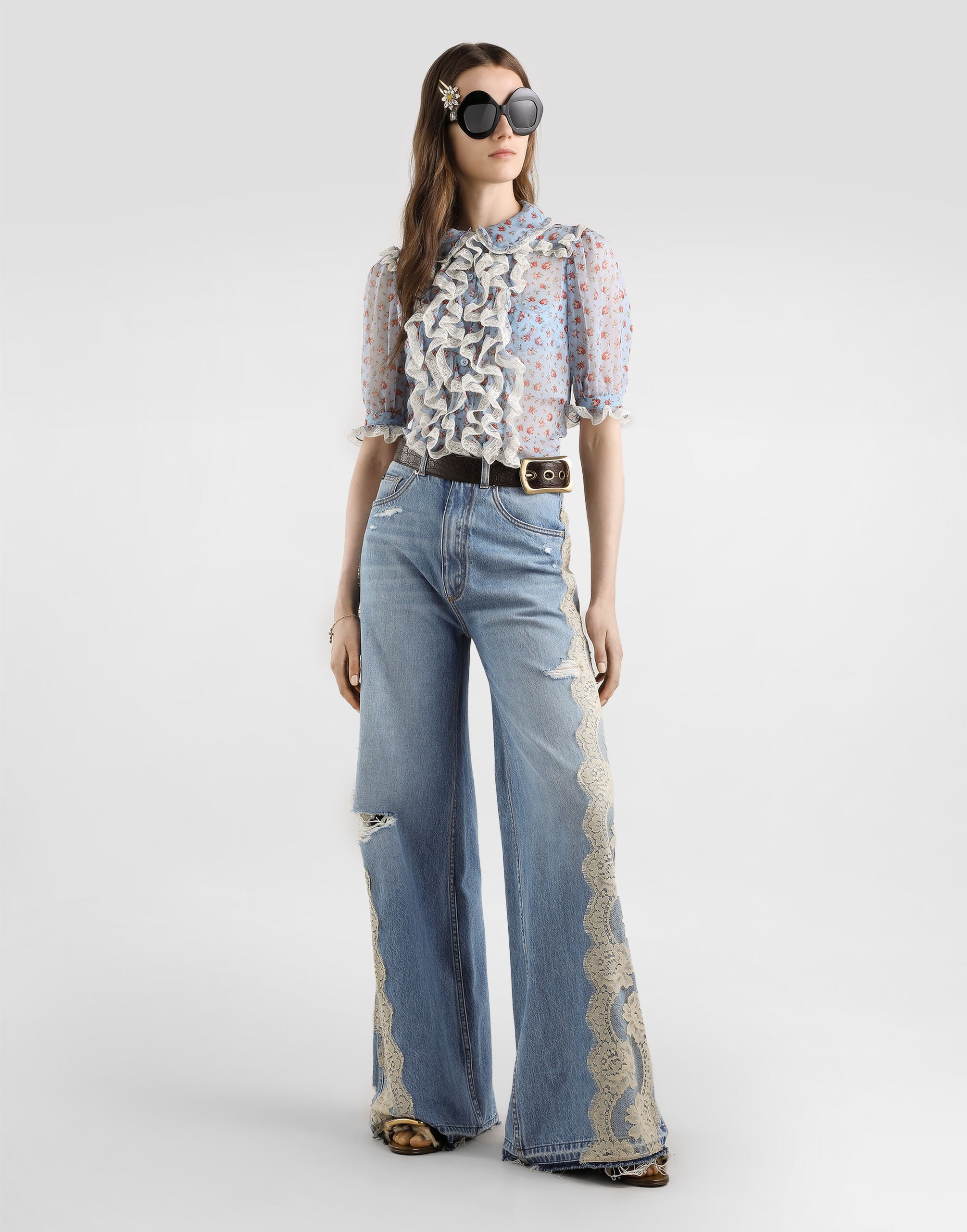 5-pocket denim trousers in Multicolor for Women | Dolce&Gabbana® US