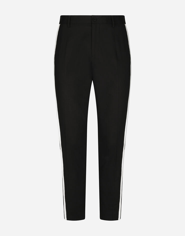 Dolce & Gabbana Stretch cotton pants with side bands Black GVWJETFUFHT