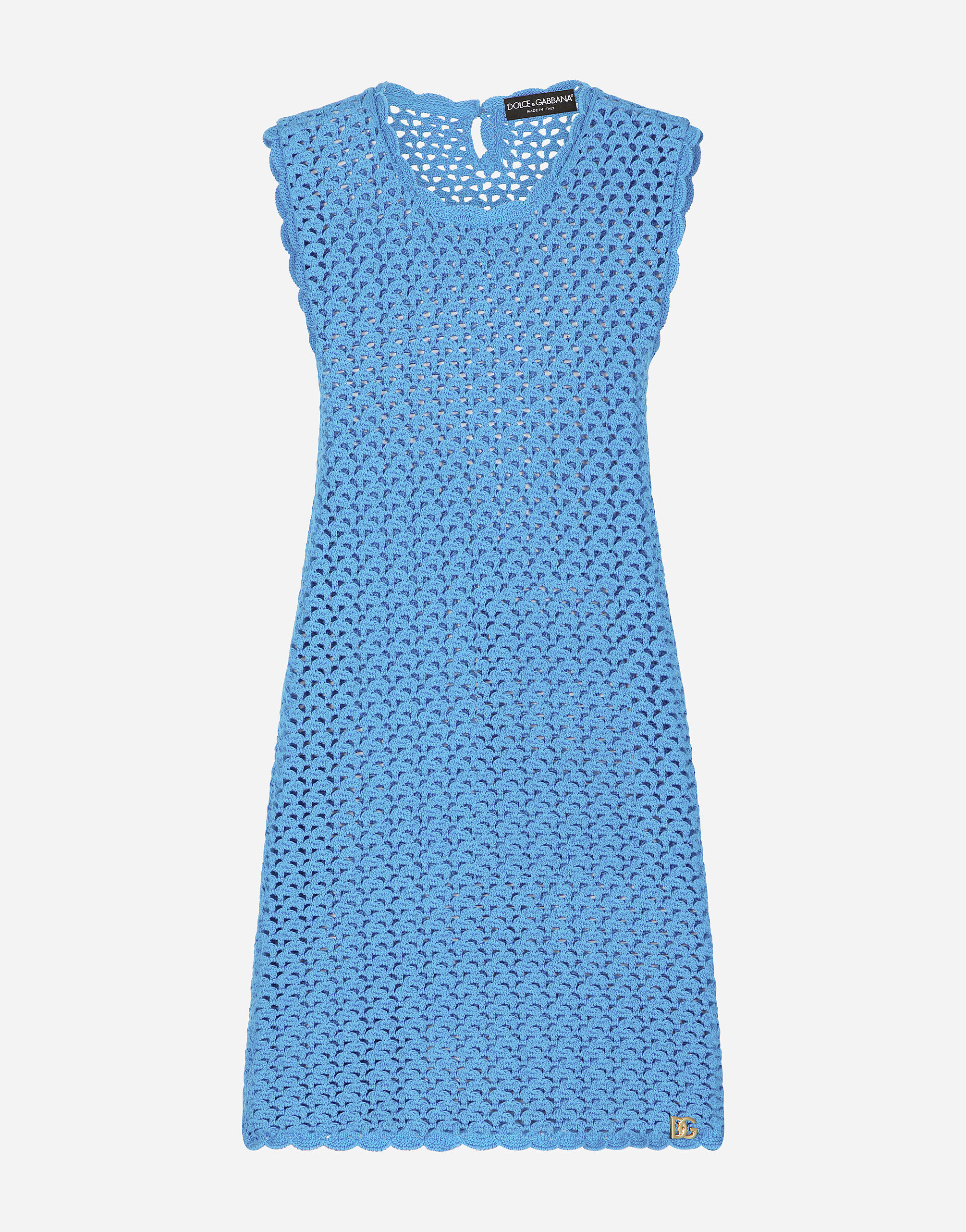 Short sleeveless crochet dress