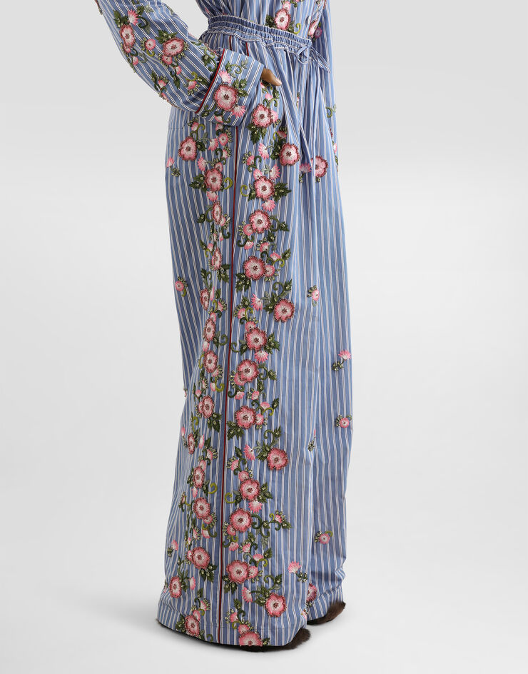 Dolce & Gabbana Poplin trousers with floral embroidery Dolce & Gabbana Poplin trousers with floral embroidery Multicolor FTDJEZGDDR8
