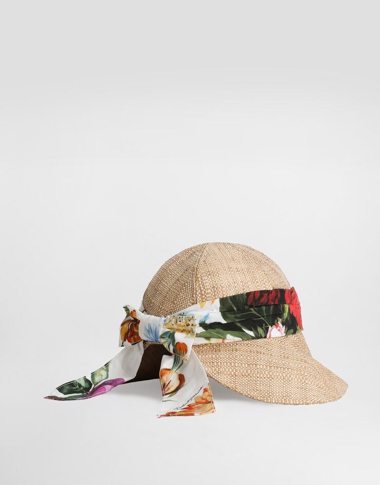 Dolce & Gabbana قبعة رافية بطبعة زهور وحافة أمامية وشعار DG متعدد الألوان LB5H67G7PFK