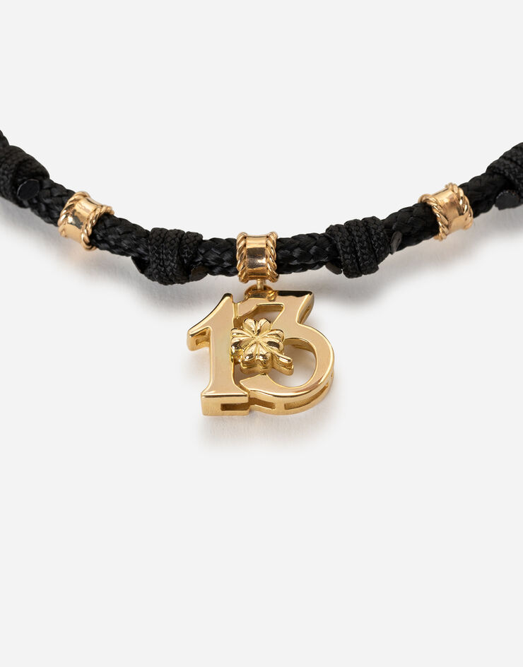 Dolce & Gabbana Fabric Good luck bracelet with yellow gold pendant charm Gold WBLG1GWYE01