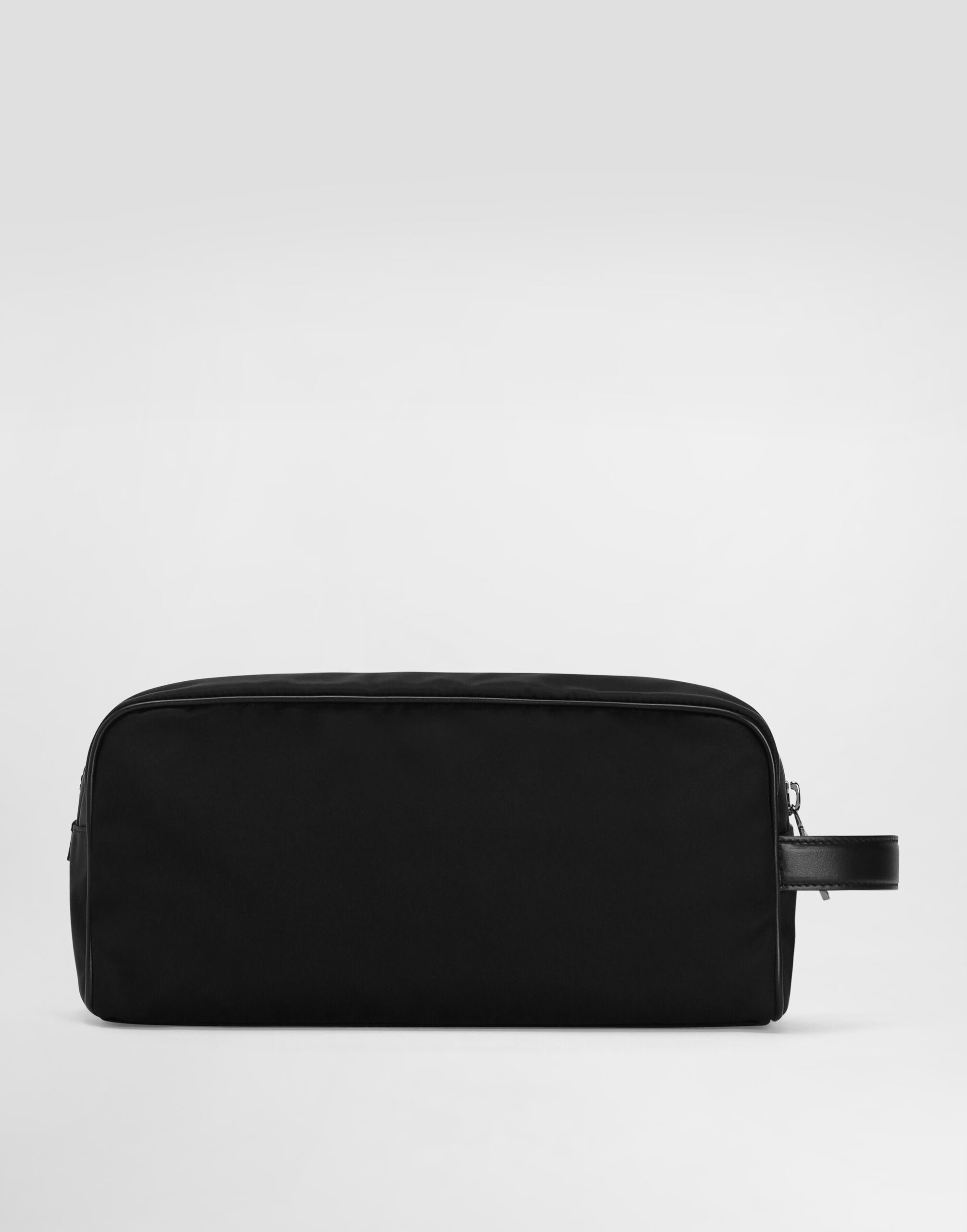 Nylon toiletry bag with rubberized logo in Black for Men