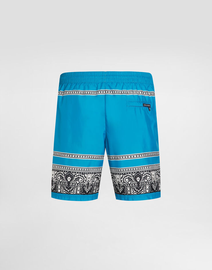 Dolce & Gabbana Mid-length swim trunks with bandanna print Print M4A13TFIM5Z
