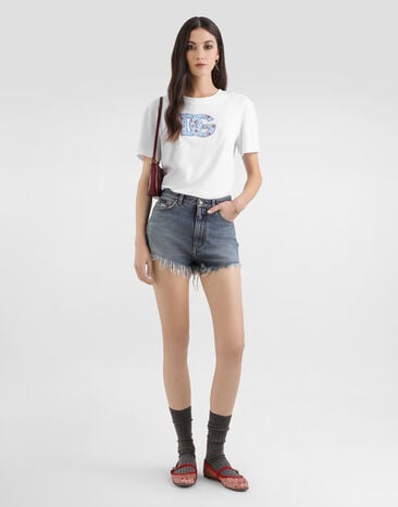 Dolce & Gabbana Jersey t-shirt with DG print patch White F8V42ZGDDLX