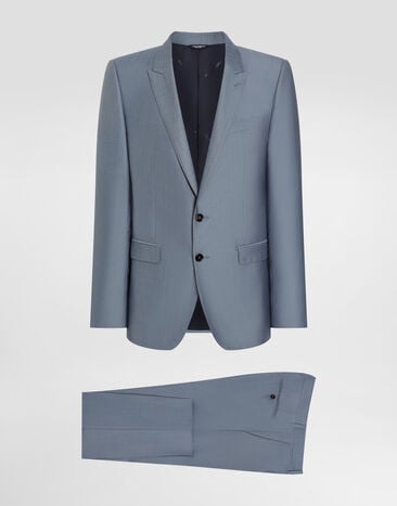 Dolce & Gabbana Single-breasted wool and silk  suit Azure GK0RMTGJ725