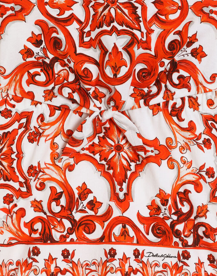Dolce & Gabbana Robe en jersey à imprimé majolica Multicolor L5JDBGG7P5T