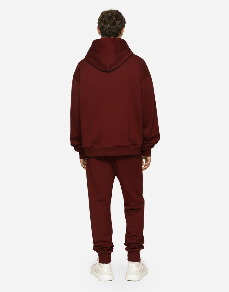 Jersey hoodie with DG logo print in Bordeaux for | Dolce&Gabbana® US