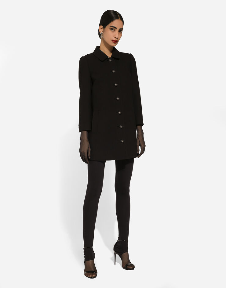 Dolce & Gabbana Укороченное пальто из шерстяного полотна черный F0D1CTFUBFX