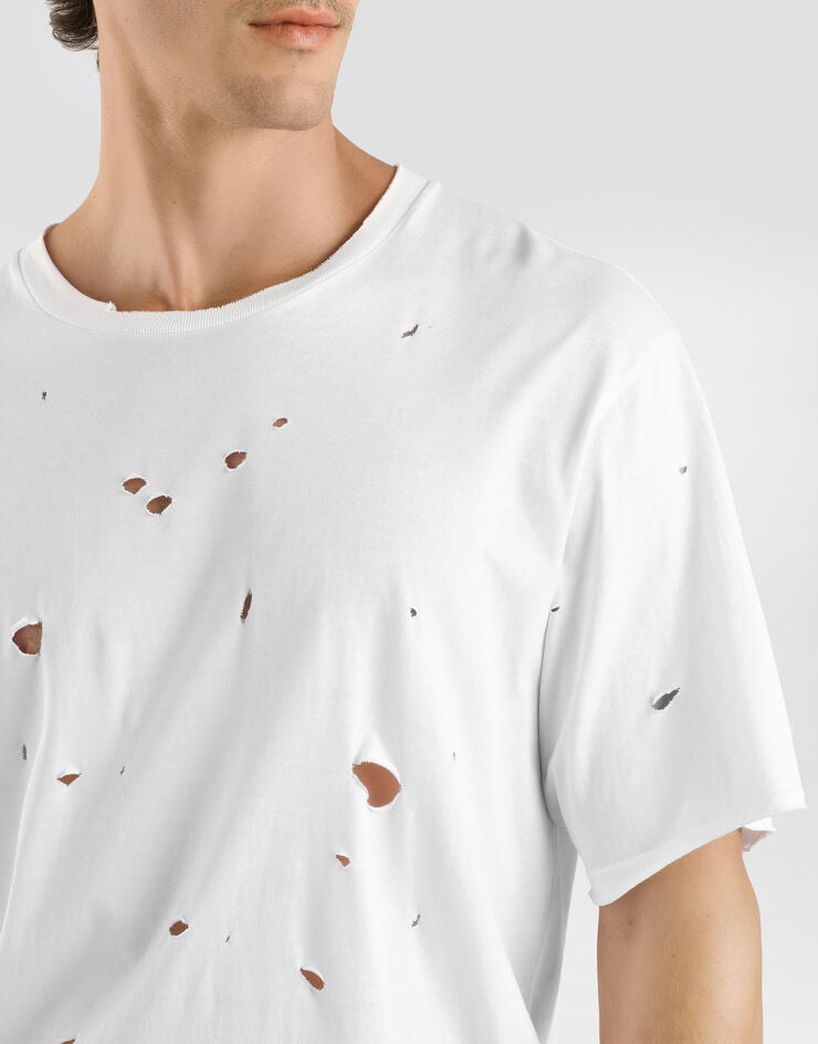 Dolce & Gabbana Distressed cotton t-shirt White G8PN9TG7PYO