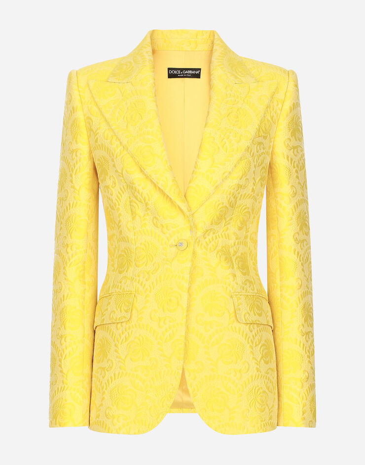 Dolce & Gabbana Однобортный пиджак Turlington из парчи с цветочным узором желтый F29UCTHJMOK