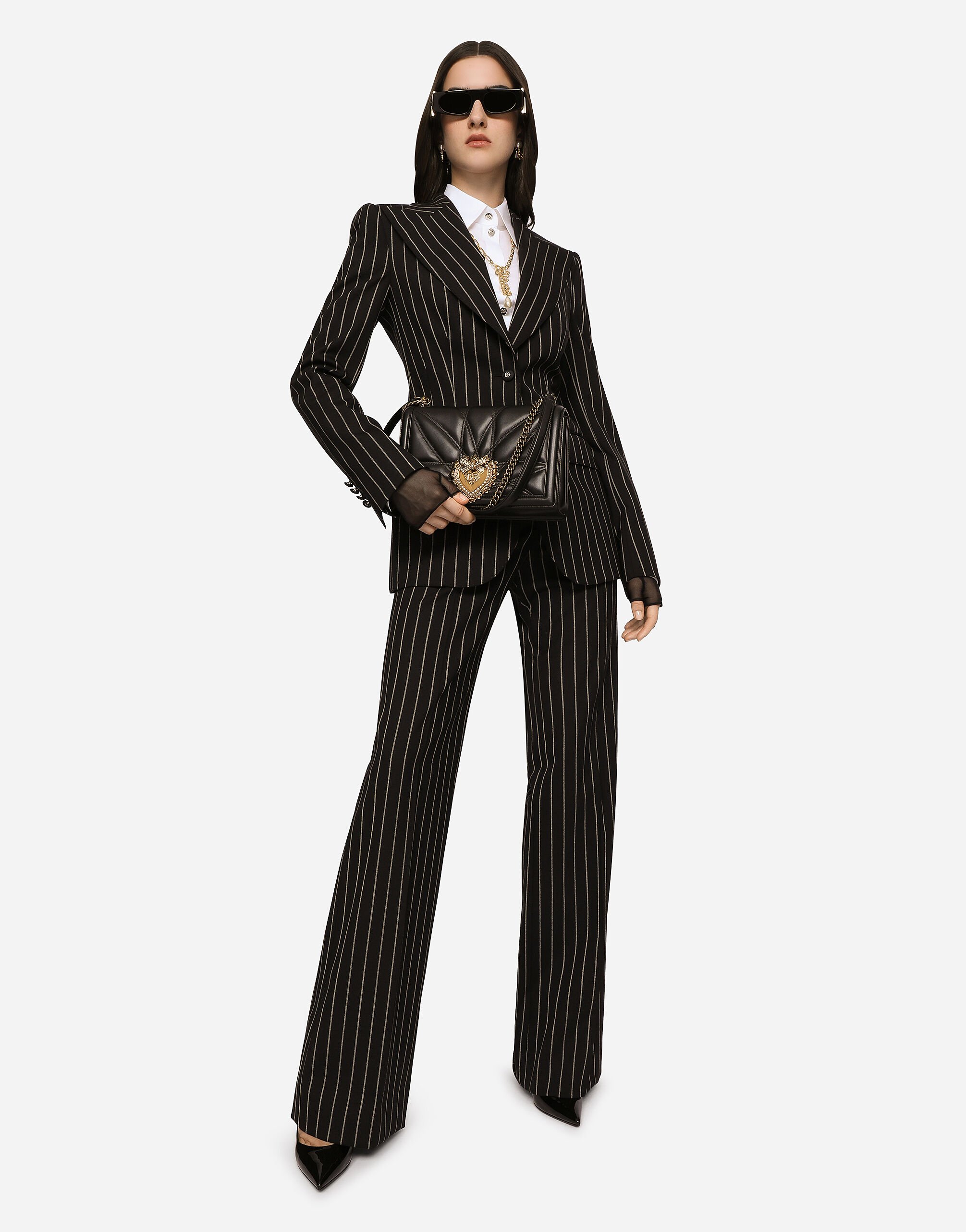 Pinstripe wool Turlington blazer in Multicolor for Women Dolce Gabbana
