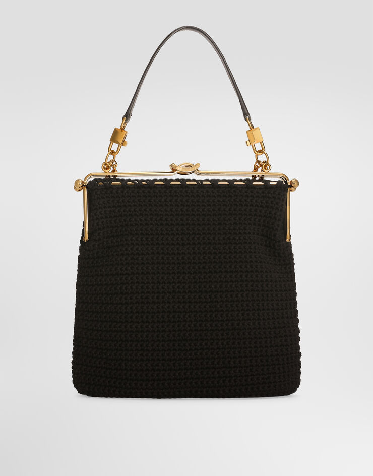 Dolce & Gabbana Borsa a spalla e tracolla Dina in cotone uncinetto Nero BB8009A3T32