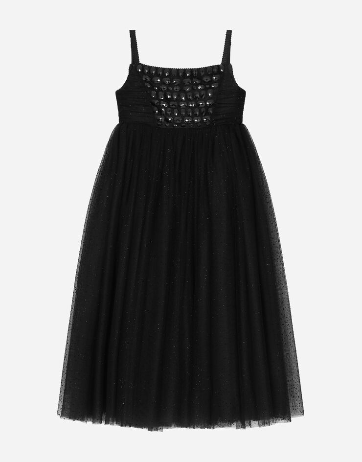 Dolce & Gabbana Flocked tulle dress Black L53DQ8G7K2S
