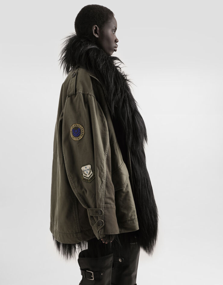 Dolce & Gabbana Oversized canvas parka Grey F9U00ZGDDHQ