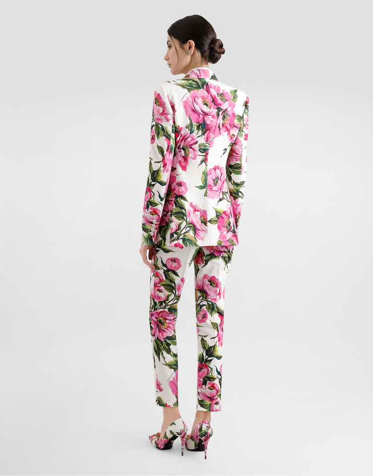Dolce & Gabbana Peony-print cotton jacquard pants Print FTAM2TFSFN9