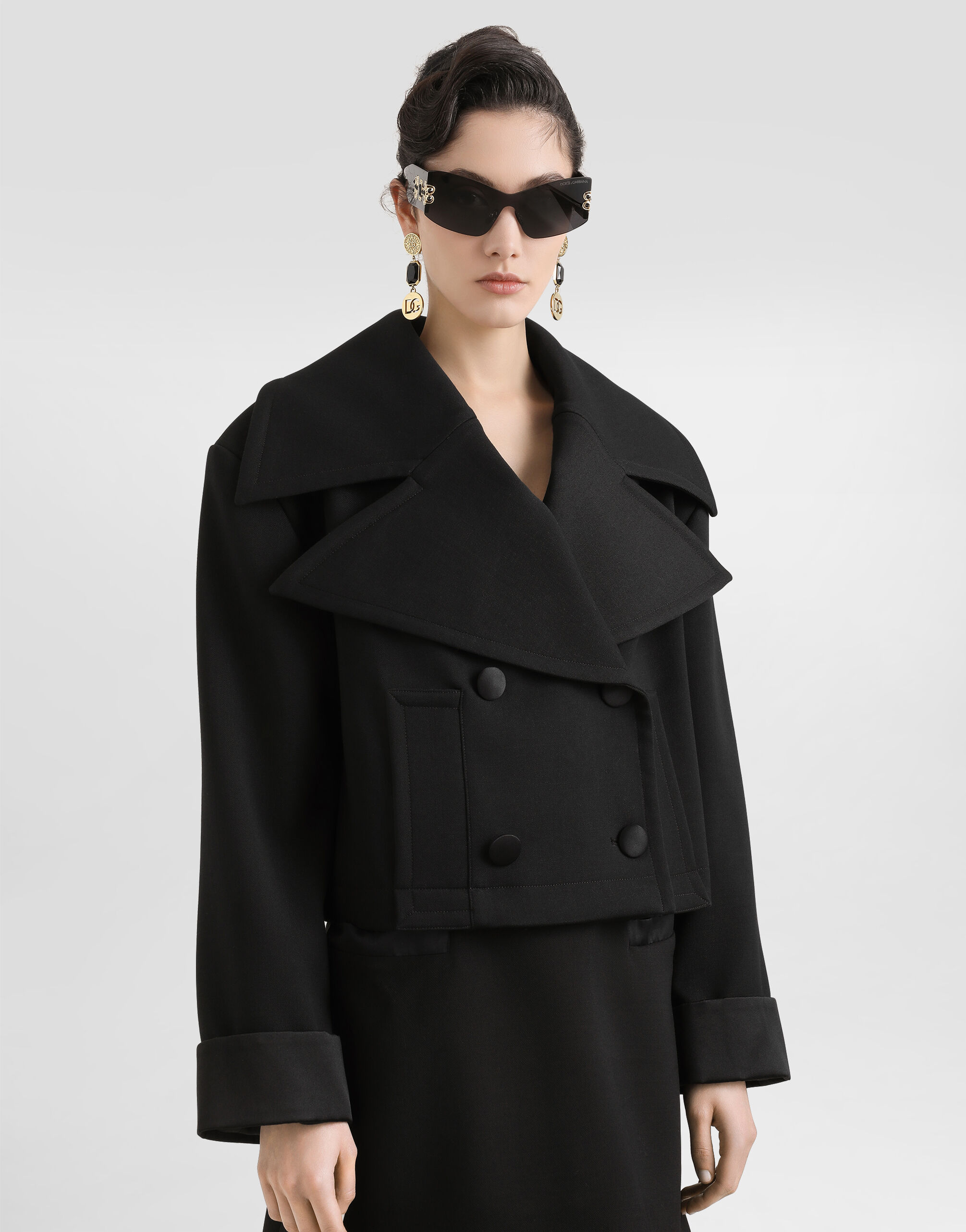 Blackのウィメンズ Double-breasted wool jacket | Dolce&Gabbana®