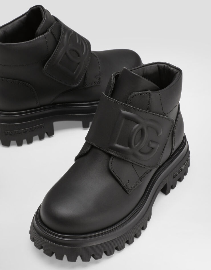 Dolce & Gabbana Calfskin nappa ankle boots with embossed DG logo Black DA5230A3444