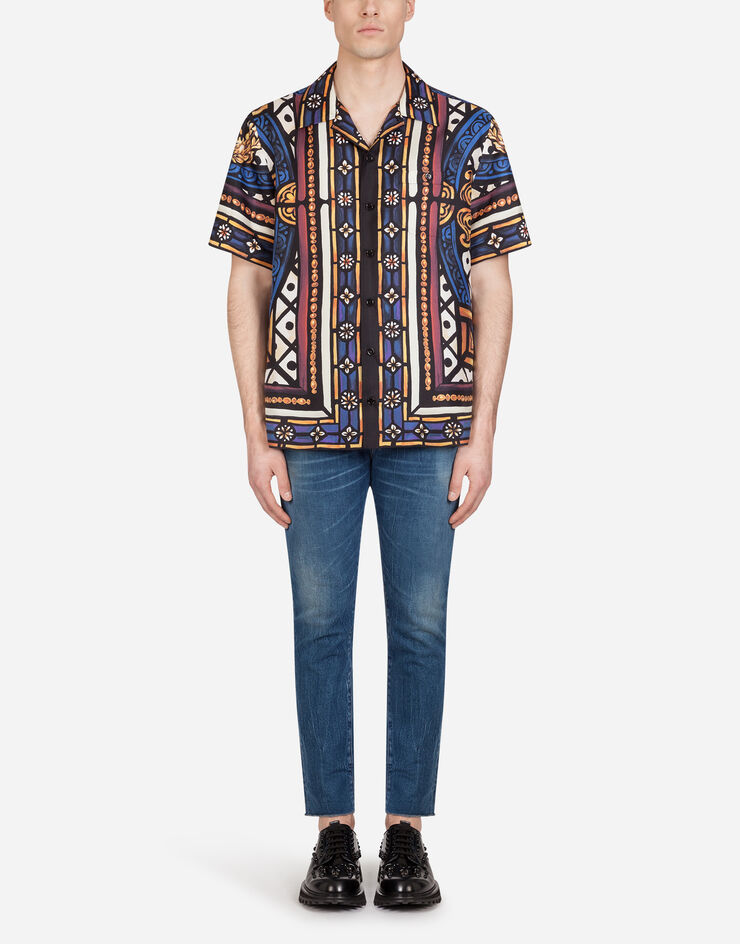 Dolce & Gabbana SILK HAWAII SHIRT WITH LION PRINT ANIMALIER PRINT G5FX9TFI1K4