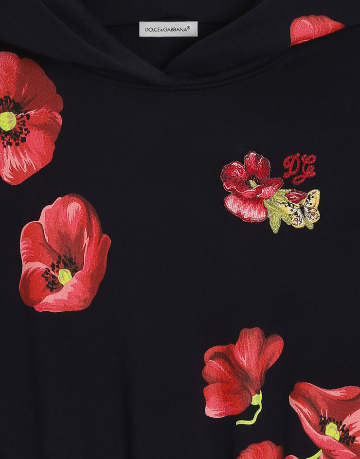 Dolce & Gabbana Poppy-print fleece dress Dolce & Gabbana Poppy-print fleece dress Blue L5JDBDG7P7K