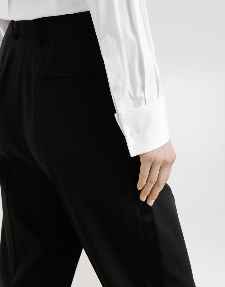 Dolce & Gabbana Stretch poplin tuxedo shirt White F5K50TFUEEE