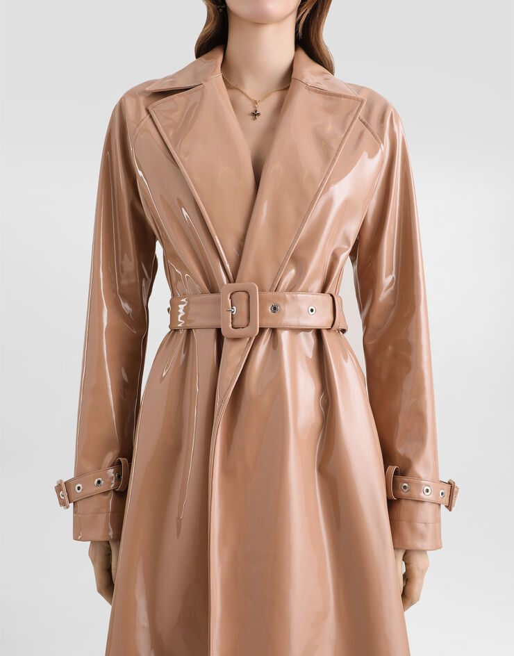 Dolce & Gabbana Trench in ecopelle spalmato Cipria F0W3WTFUSW7