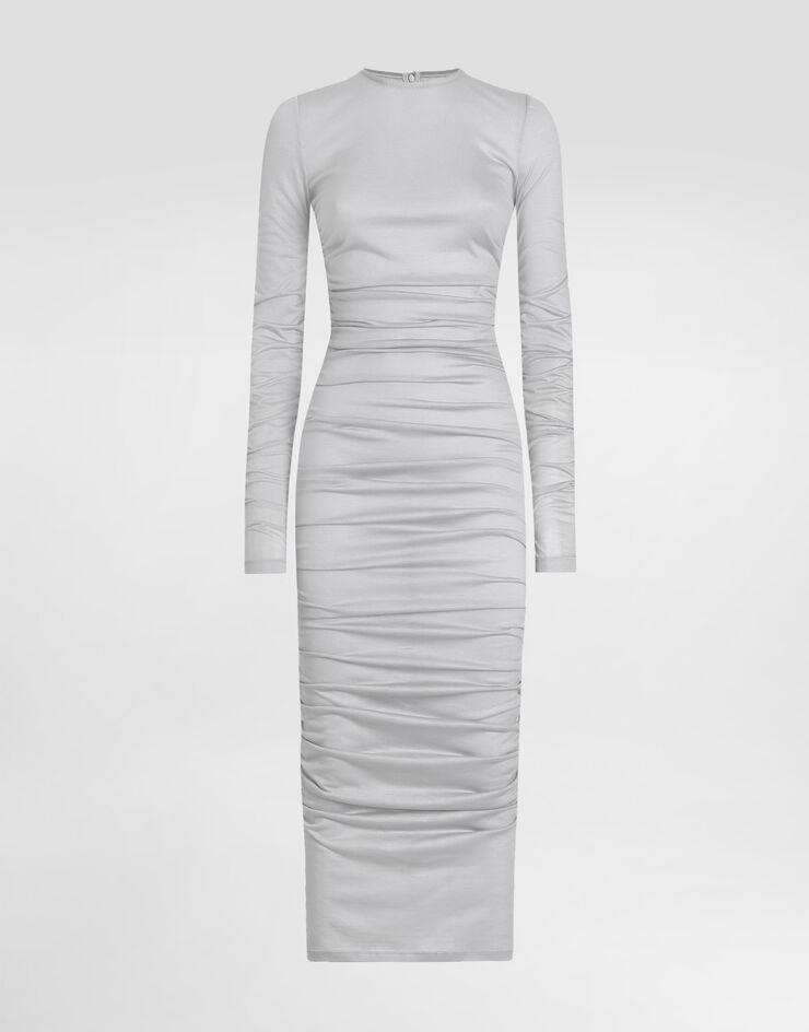 Dolce & Gabbana Draped wool jersey calf-length dress Grey F6Z2UTHU7RC