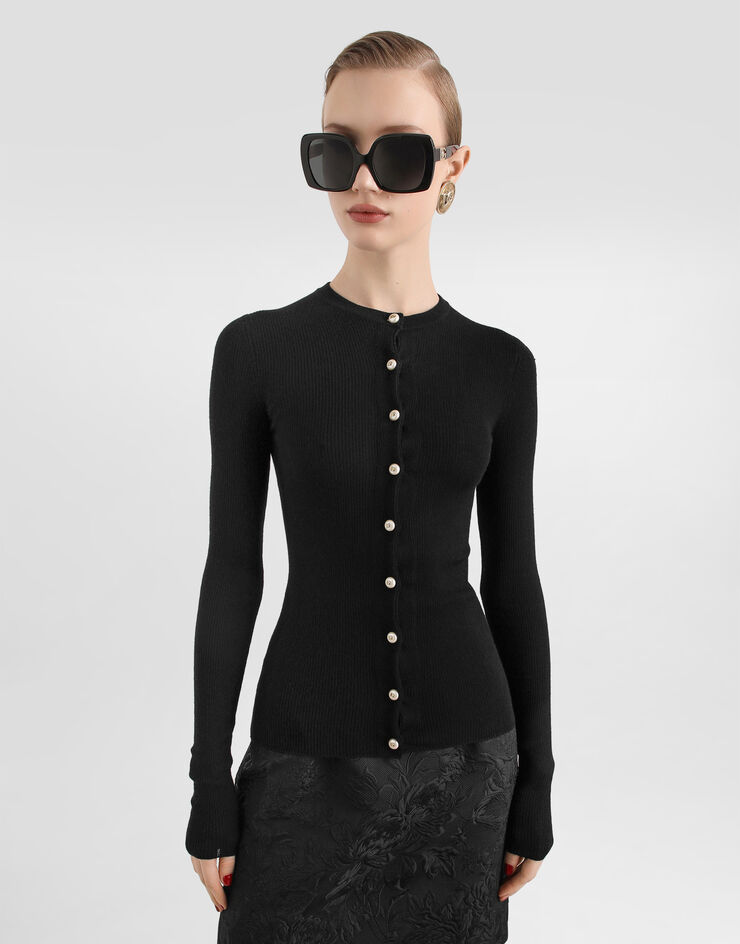 Dolce & Gabbana Ribbed cashmere cardigan Black FXVF5TJBW25