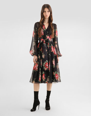 Dolce & Gabbana Rose bouquet-print chiffon dress Multicolor F6CNUTIS11F