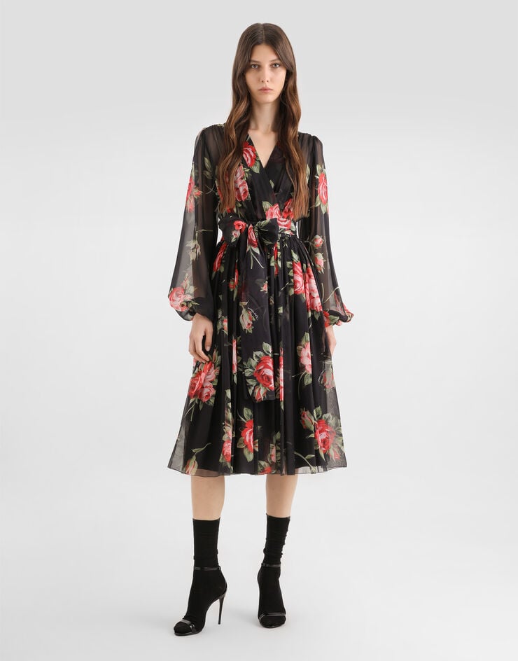 Dolce & Gabbana Rose bouquet-print chiffon dress Multicolor F6CNUTIS11F