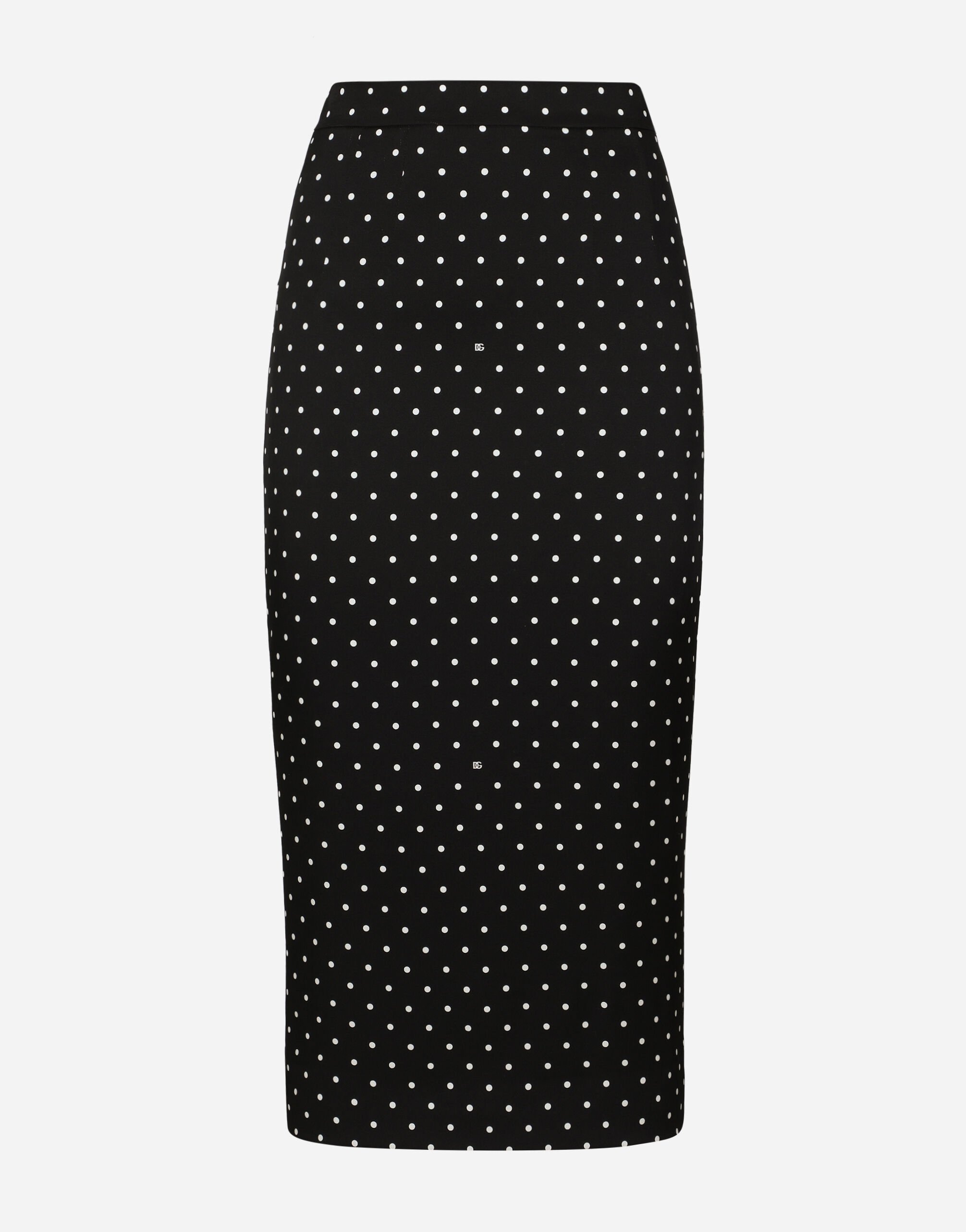 Dolce & Gabbana Charmeuse calf-length pencil skirt with polka-dot print Print F4CWBTHS5R7