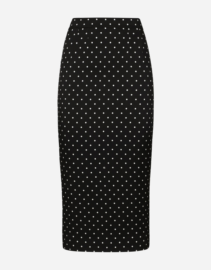 Dolce & Gabbana Charmeuse calf-length pencil skirt with polka-dot print Print F4BUOTFSA63
