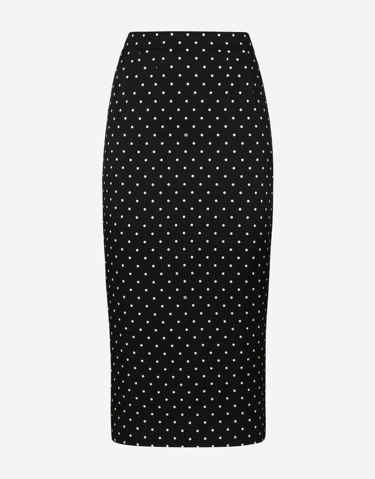 Dolce & Gabbana Charmeuse calf-length pencil skirt with polka-dot print Print F4BUOTFSA63