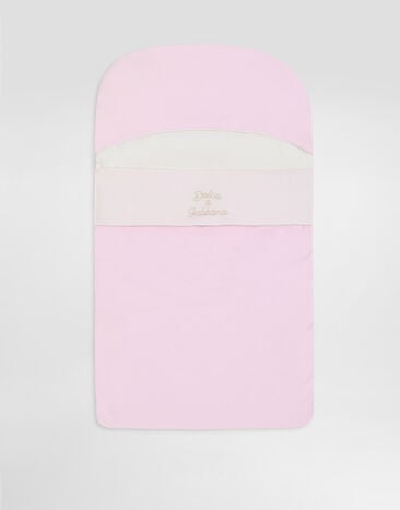 Dolce & Gabbana Interlock and linen baby nest with embroidery Pink LNJAI7G7PUP