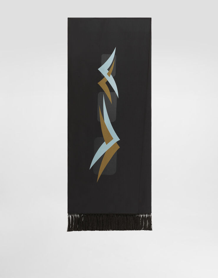 Dolce & Gabbana Vintage-print twill scarf Grey GQ386EG0WWU