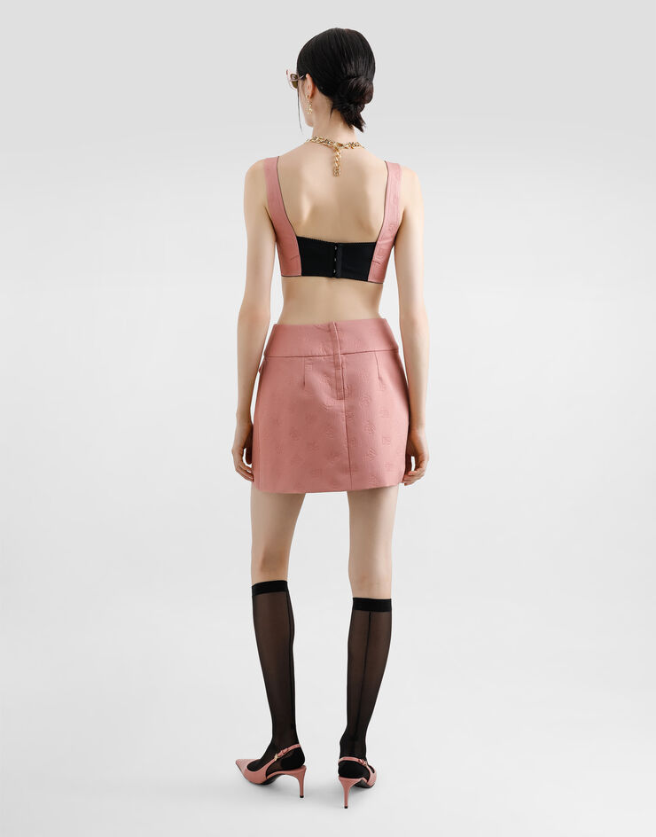 Dolce & Gabbana Quilted jacquard bralette top with DG logo Pink F7Y28THJMQN